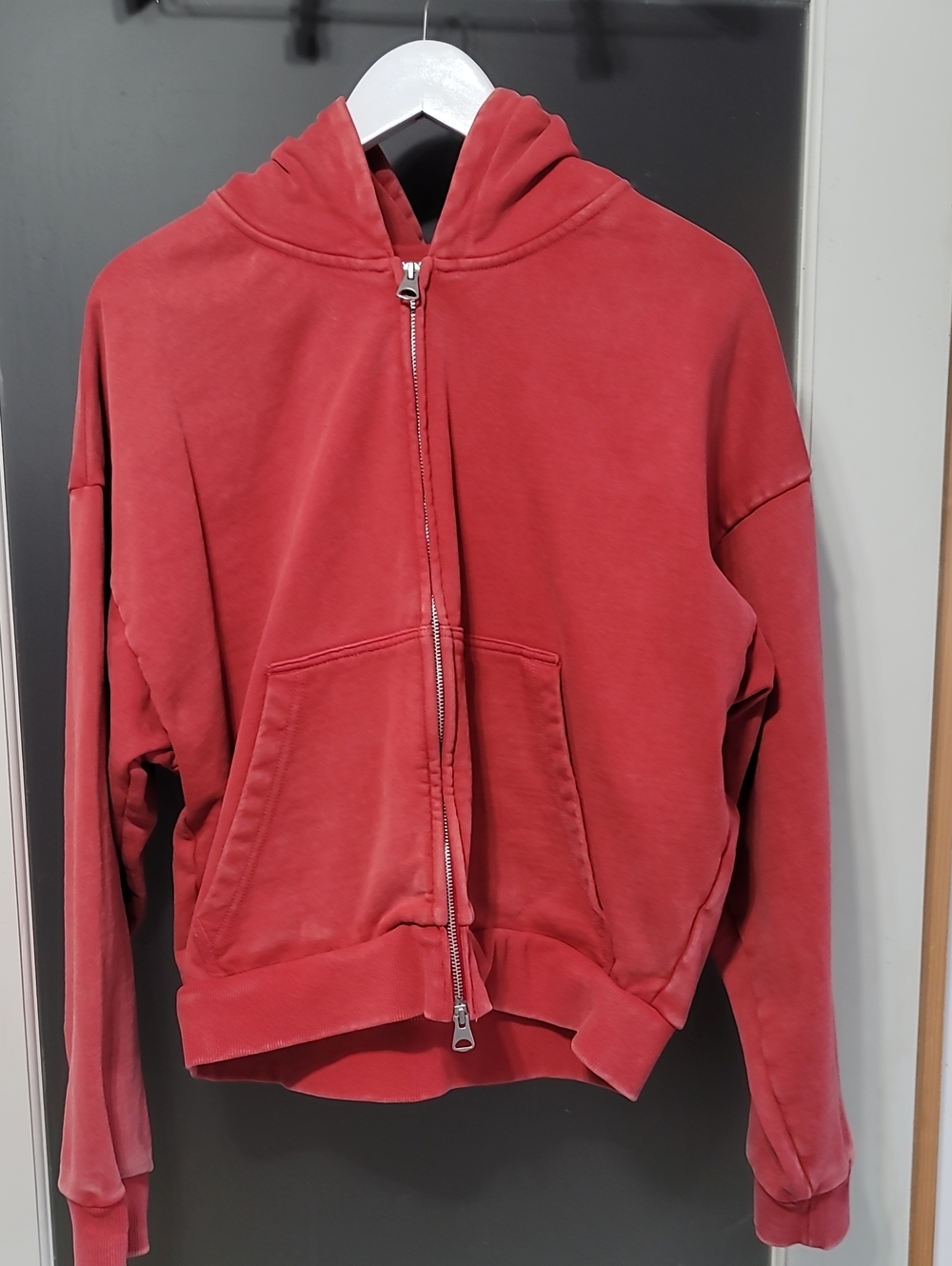 H&M Mens Coral Red Zip Hoodie SizeS
